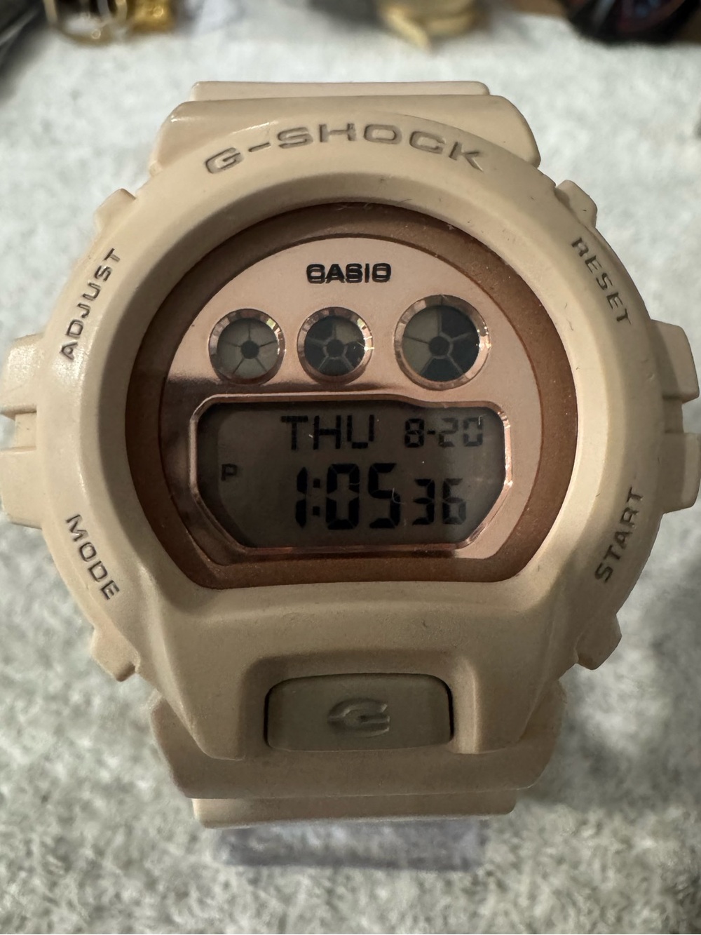 G-Shock Beige and Rose Gold Digital Sports Watch